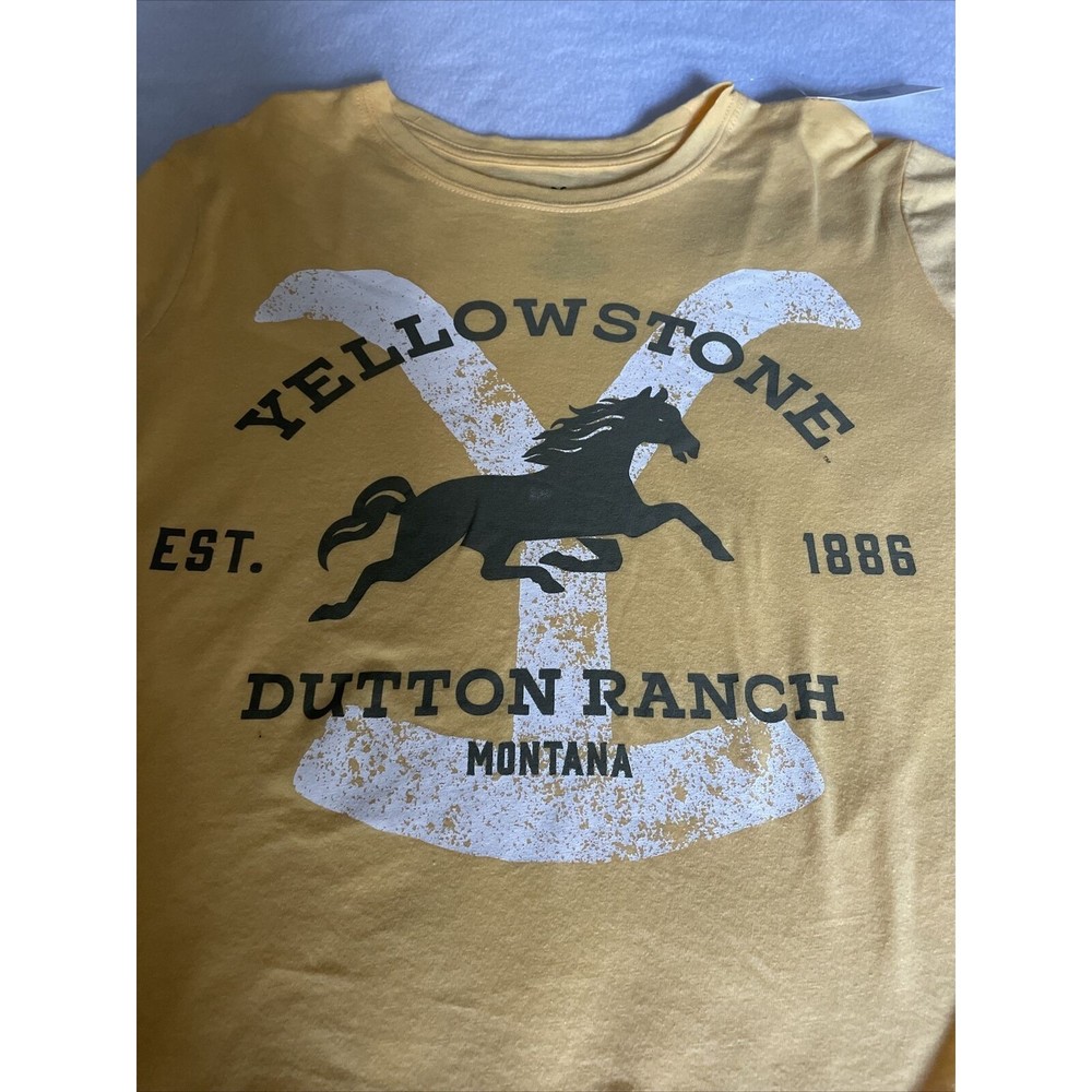 Yellowstone Graphic Jr Girls Med Yellow CropTop Dutton Ranch Montana